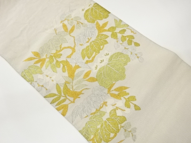 綴れ枝花に桐模様織出し名古屋帯